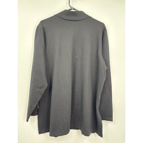 Susan Graver Everyday Mock Neck Button Shoulder Long Sleeve Stretch Top Black 2X - Picture 6 of 6